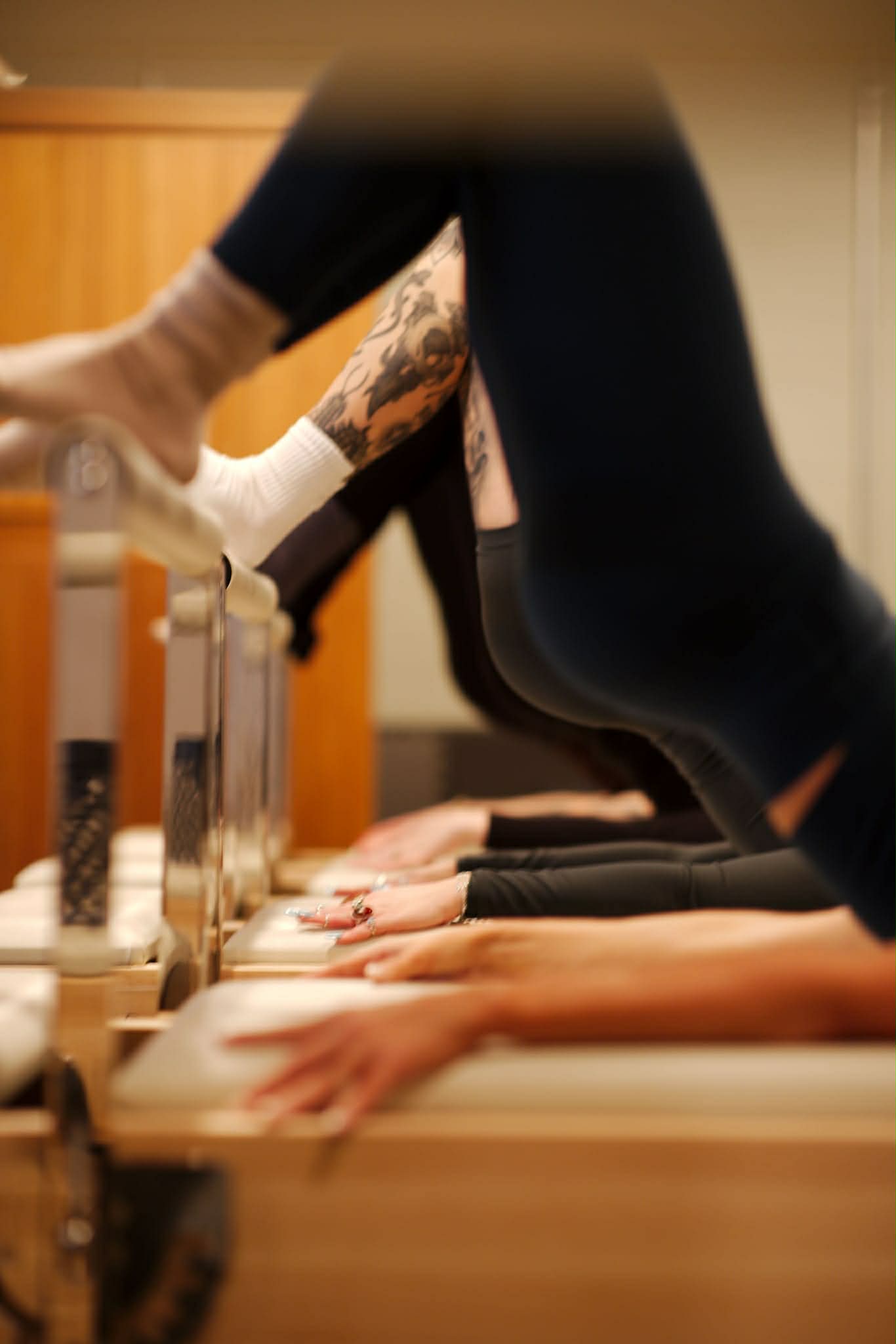 Pilates reformer equipment inside Aura Studios in Lancaster Ohio